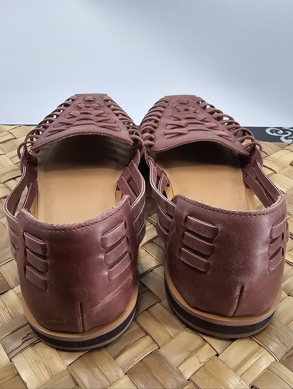 Quince Brown Braided Leather Huarache Flats Size 9 - Picture 8 of 11